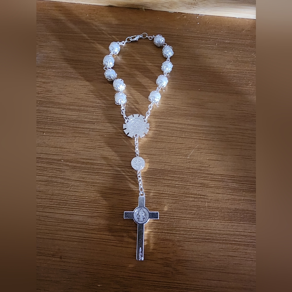 Handmade rosary beads for car mirror